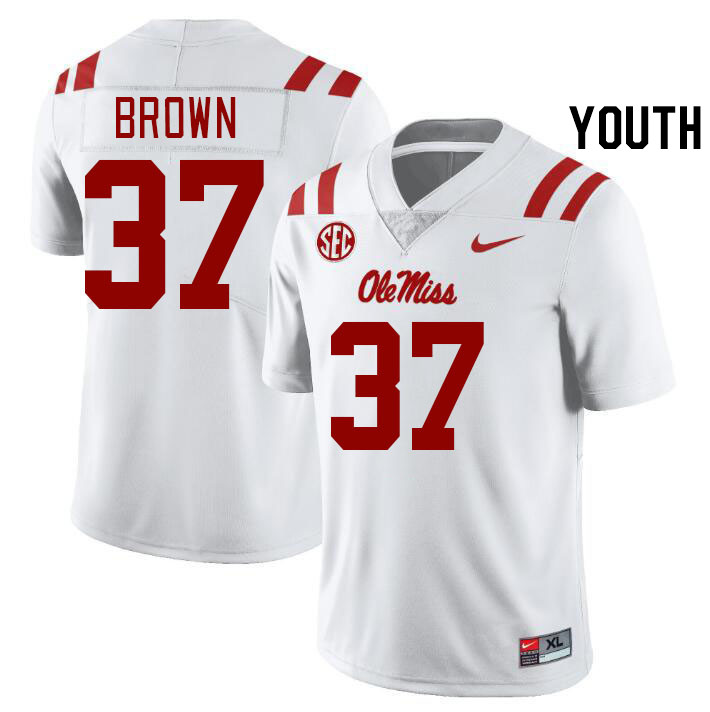 Youth #37 AJ Brown Ole Miss Rebels College Football Jerseys Stitched Sale-White - Click Image to Close